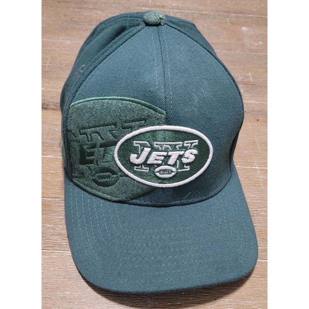 New York Jets Hat NFL Reebok Sideline Green Flat Logo Cap Flex Fitted S/M